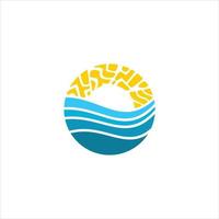modern simple abstract vibrant color sun and sea logo design idea vector