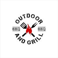 barbecue logo simple retro black emblem stamp vector
