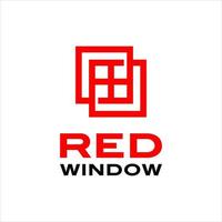 simple modern square red line windows logo design vector