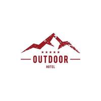 mountain logo vintage rustic grunge red outdoor classic style design idea vector