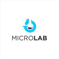 simple blue micro lab science logo design idea vector