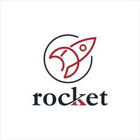 simple modern red line rocket logo design idea vector