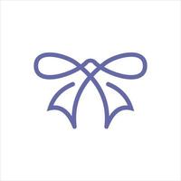 simple line art purple gift ribbon logo design idea vector