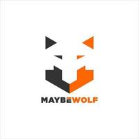 fun abstract geometric wolf head logo icon design idea vector