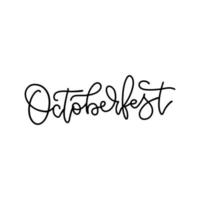 Octoberfest - Hand lettering linear calligraphy logo. Written monoline calligraphy. Trendy typography for Octoberfest holidays greeting card, invitation, banner, postcard. Vector design.