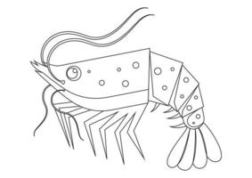 Black and White Shrimp in flat style vector