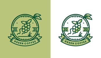 diseño de logotipo de café, granos de café frescos vintage modernos para menús de cafeterías naturales, adecuados para negocios de tiendas y restaurantes vector