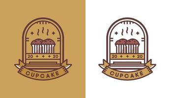 diseño de logotipo de cupcake, pastel húmedo vintage moderno para logotipo de café, adecuado para negocios de alimentos y bebidas vector