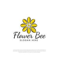 Creative yellow abstract bee flower logo vector