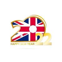 Year 2022 with United Kingdom Flag pattern. Happy New Year Design. vector