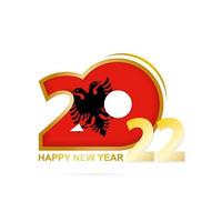 año 2022 con patrón de bandera de albania. diseño de feliz año nuevo. vector