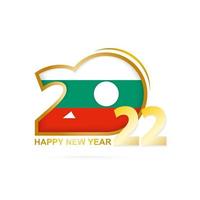 año 2022 con patrón de bandera de bulgaria. diseño de feliz año nuevo. vector