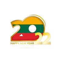 Year 2022 with Lithuania Flag pattern. Happy New Year Design. vector