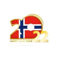 año 2022 con patrón de bandera noruega. diseño de feliz año nuevo. vector