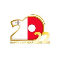 año 2022 con patrón de bandera de malta. diseño de feliz año nuevo. vector