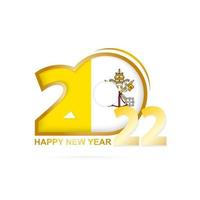 Year 2022 with Vatican City Flag pattern. Happy New Year Design. vector