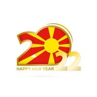 año 2022 con patrón de bandera macedonia. diseño de feliz año nuevo. vector