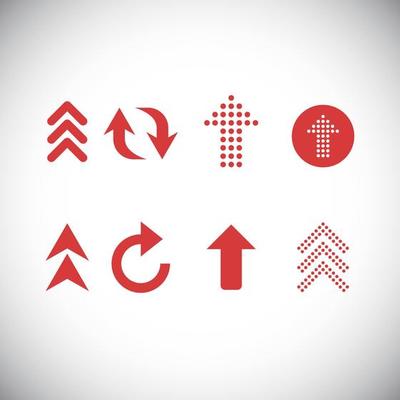 Set of red arrows template