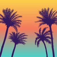 Silhouette palm trees background vector