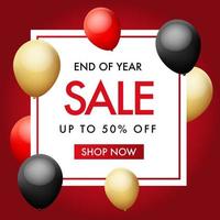 End of year sale banner with balloons vector