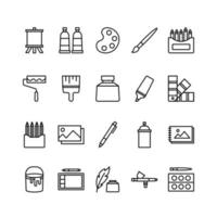 Painting outline icon set vector