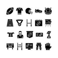 conjunto de iconos de glifo de rugby vector