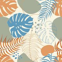 Abstract Floral seamless pattern with leaves. tropical background vector