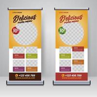 Food and Restaurant roll up banner design template vector