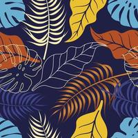 Abstract Floral seamless pattern with leaves. tropical background vector