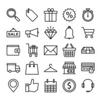 Online shop outline icon set vector