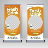 fresh drink rollup or X banner design template vector