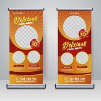 Food and Restaurant roll up banner design template vector