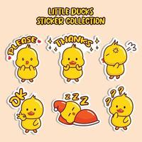 Set of social media emoji little duck sticker collection animal emoticon