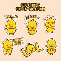 Set of social media emoji little duck sticker collection animal emoticon vector