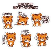Set of social media emoji little tiger sticker collection animal emoticon vector