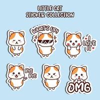 Set of social media emoji little cat sticker collection animal emoticon vector