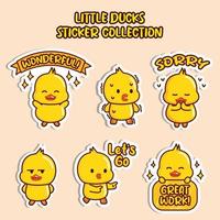 conjunto de emoticonos de animales de colección de pegatinas de pato pequeño emoji de redes sociales vector