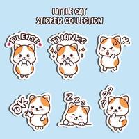 Set of social media emoji little cat sticker collection animal emoticon vector