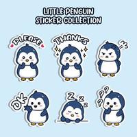Set of social media emoji little penguin sticker collection animal emoticon vector