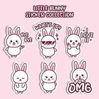 conjunto de emoji de redes sociales colección de pegatinas de conejito emoticono animal vector