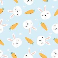 Rabbit and carrot baby seamless cute design for kids hand drawn in cartoon style Use for prints, decorations, textiles, vector illustration