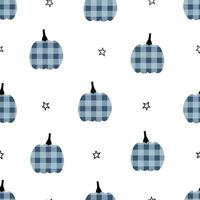 Nursery seamless pattern checkered fabric pumpkin on white background Use for prints, wallpapers, textiles, vector illustration