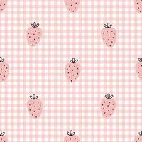 Nursery seamless pattern Strawberry on checkered background used for print, wallpaper, textile, vector illustration