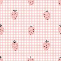 Nursery seamless pattern Strawberry on checkered background used for print, wallpaper, textile, vector illustration