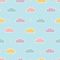 Nursery seamless pattern clouds on a blue background Use for prints, wallpapers, textiles, vector illustrations.