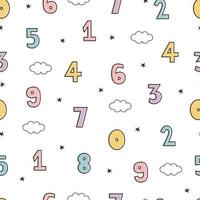 Seamless pattern Number Font 123 Symbols Design Cartoon Style For Kids Suitable for prints, posters, nursery wallpaper vector