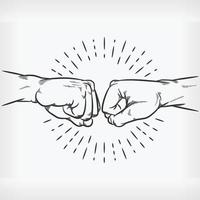 Fist Bump Doodle Knuckle Handshake Sketch Hand Drawing Illustration vector