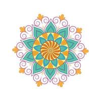 Colorful abstract mandala flower isolated on white background. Vector illustration.