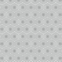 Seamless pattern with black white hexagons and striped lines. Optical illusion effect. Geometric tile in op art style. Vector illusive background, texture. Futuristic element, technologic design.