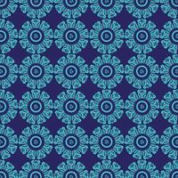 Vector geometric sketched flower print in gray, black and blue colors - seamless vector in illustration background.